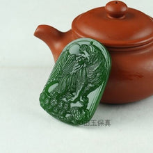 Load image into Gallery viewer, Certified Natural Green Hetain Jade HandCarved Tiger Pendant