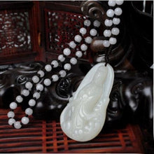 Load image into Gallery viewer, Certified Natural Chinese White Emerald Jade Guanyin Pendant