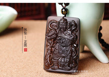 Load image into Gallery viewer, Certified Natural Icy Obsidian Emerald Jade Guang Gong Pendant
