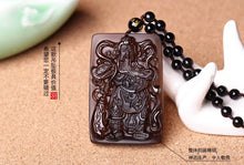 Load image into Gallery viewer, Certified Natural Icy Obsidian Emerald Jade Guang Gong Pendant