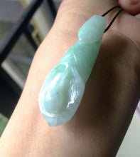 Load image into Gallery viewer, 10% OFF on Sale- Certified Natural Icy Green Jadeite Emerald Jade Orchid Pendant "Grade A"