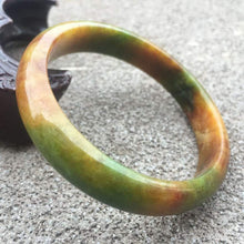Load image into Gallery viewer, 10% OFF- 52/53/54mm Certified Natural Multi-Color Jadeite Emerald A*Jade HandCarved Bracelet Bangle GX259