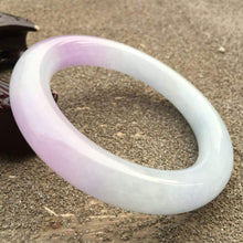Load image into Gallery viewer, 10% OFF- 57/58/59mm Certified Natural Lavender Purple Jadeite Emerald A*Jade HandCarved Round Bracelet Bangle GX609