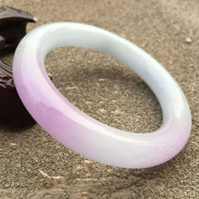 Load image into Gallery viewer, 10% OFF- 57/58/59mm Certified Natural Lavender Purple Jadeite Emerald A*Jade HandCarved Round Bracelet Bangle GX609