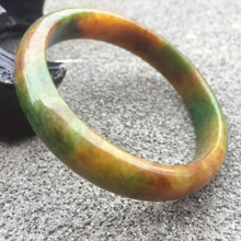 Load image into Gallery viewer, 10% OFF- 52/53/54mm Certified Natural Multi-Color Jadeite Emerald A*Jade HandCarved Bracelet Bangle GX259
