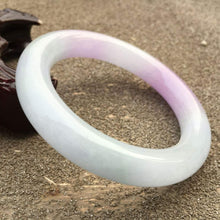 Load image into Gallery viewer, 10% OFF- 57/58/59mm Certified Natural Lavender Purple Jadeite Emerald A*Jade HandCarved Round Bracelet Bangle GX609