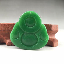 Load image into Gallery viewer, Certified Natural Icy Green Jadeite Emerald A*Jade HandCarved Tablet Buddha 佛 Pendant A1940 with Gift Box
