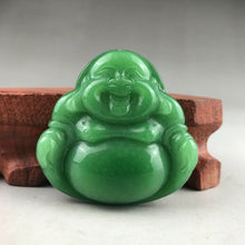 Load image into Gallery viewer, Certified Natural Icy Green Jadeite Emerald A*Jade HandCarved Tablet Buddha 佛 Pendant A1940 with Gift Box