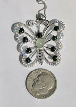 Load image into Gallery viewer, Copy of 10% OFF- Certified Natural Multi-Color Icy Jadeite Emerald A*Jade Bead Butterfly Pendant-925 Sterling Silver Necklace