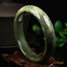 Load image into Gallery viewer, 10% OFF- 57/58/59mm Certified Natural Emerald Xiu A*Jade HandCarved Bangle VV4759