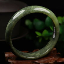 Load image into Gallery viewer, 10% OFF- 57/58/59mm Certified Natural Emerald Xiu A*Jade HandCarved Bangle VV4759