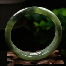 Load image into Gallery viewer, 10% OFF- 57/58/59mm Certified Natural Emerald Xiu A*Jade HandCarved Bangle VV4762