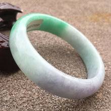 Load image into Gallery viewer, 55/56/57mm Certified Natural Lavender Jadeite Emerald A Jade HandCarved Bracelet Bangle GX512