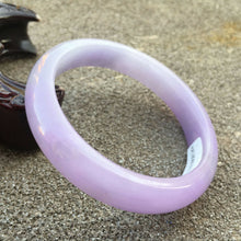 Load image into Gallery viewer, 55/56/57mm Certified Natural Lavender Jadeite Emerald A Jade HandCarved Bracelet Bangle GX058