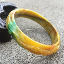 Load image into Gallery viewer, 10% OFF- 57/58/59mm Certified Natural Lavender Red Yellow Jadeite Emerald A Jade HandCarved Bracelet Bangle GX254