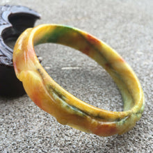 Load image into Gallery viewer, 10% OFF- 57/58/59mm Certified Natural Lavender Red Yellow Jadeite Emerald A Jade HandCarved Bracelet Bangle GX254
