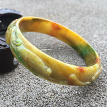 Load image into Gallery viewer, 10% OFF- 57/58/59mm Certified Natural Lavender Red Yellow Jadeite Emerald A Jade HandCarved Bracelet Bangle GX254