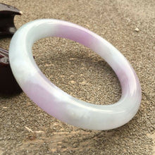 Load image into Gallery viewer, 57/58/59mm Certified Natural Lavender Jadeite Emerald A Jade HandCarved Round Bracelet Bangle GX608