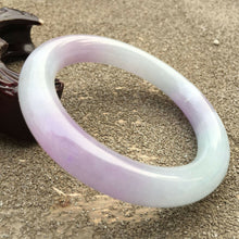 Load image into Gallery viewer, 57/58/59mm Certified Natural Lavender Jadeite Emerald A Jade HandCarved Round Bracelet Bangle GX608