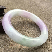 Load image into Gallery viewer, 10% OFF- 57/58/59mm Certified Natural Lavender Jadeite Emerald A Jade HandCarved Round Bracelet Bangle GX607