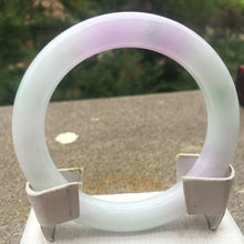 Load image into Gallery viewer, 10% OFF- 57/58/59mm Certified Natural Lavender Jadeite Emerald A Jade HandCarved Round Bracelet Bangle GX276