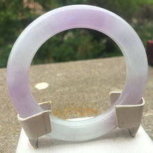 Load image into Gallery viewer, 10% OFF- 57/58/59mm Certified Natural Lavender Jadeite Emerald A Jade HandCarved Round Bracelet Bangle GX274