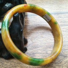 Load image into Gallery viewer, 56/57/58mm Certified Natural Yellow Green Jadeite Emerald A Jade HandCarved Bracelet Bangle F318