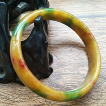 Load image into Gallery viewer, 56/57/58mm Certified Natural Yellow Green Jadeite Emerald A Jade HandCarved Bracelet Bangle F318