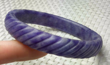 Load image into Gallery viewer, 58/59/60mm Certified Natural Purple Jadeite Emerald A Jade HandCarved Coarse Drill Bracelet Bangle A1940