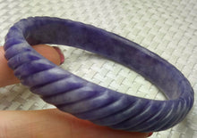 Load image into Gallery viewer, 58/59/60mm Certified Natural Purple Jadeite Emerald A Jade HandCarved Coarse Drill Bracelet Bangle A1940