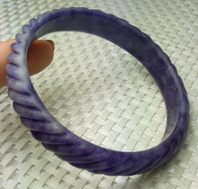 Load image into Gallery viewer, 58/59/60mm Certified Natural Purple Jadeite Emerald A Jade HandCarved Coarse Drill Bracelet Bangle A1940