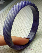 Load image into Gallery viewer, 58/59/60mm Certified Natural Purple Jadeite Emerald A Jade HandCarved Coarse Drill Bracelet Bangle A1940