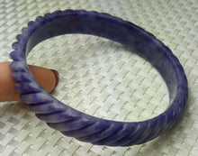 Load image into Gallery viewer, 58/59/60mm Certified Natural Purple Jadeite Emerald A Jade HandCarved Coarse Drill Bracelet Bangle A1940