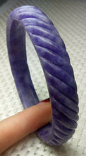 Load image into Gallery viewer, 58/59/60mm Certified Natural Purple Jadeite Emerald A Jade HandCarved Coarse Drill Bracelet Bangle A1940