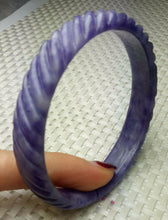 Load image into Gallery viewer, 58/59/60mm Certified Natural Purple Jadeite Emerald A Jade HandCarved Coarse Drill Bracelet Bangle A1940