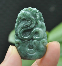 Load image into Gallery viewer, 10% OFF- Certified Natural Jadeite Emerald A*Jade HandCarved Lucky Snake Pendant Z6905