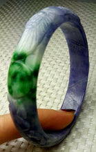 Load image into Gallery viewer, 56/57/58mm Certified Natural Purple Green Jadeite Emerald A Jade HandCarved Dragon-Phoenix Bracelet Bangle A1940