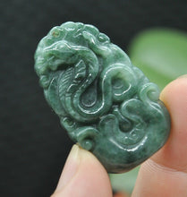 Load image into Gallery viewer, 10% OFF- Certified Natural Jadeite Emerald A*Jade HandCarved Lucky Snake Pendant Z6905