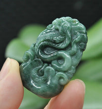 Load image into Gallery viewer, 10% OFF- Certified Natural Jadeite Emerald A*Jade HandCarved Lucky Snake Pendant Z6905