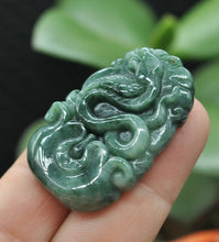 Load image into Gallery viewer, 10% OFF- Certified Natural Jadeite Emerald A*Jade HandCarved Lucky Snake Pendant Z6905