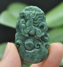Load image into Gallery viewer, 10% OFF- Certified Natural Jadeite Emerald A*Jade HandCarved Lucky Horse Pendant Z6908