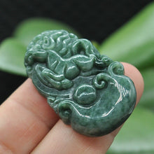 Load image into Gallery viewer, 10% OFF- Certified Natural Jadeite Emerald A*Jade HandCarved Lucky Horse Pendant Z6908
