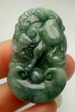 Load image into Gallery viewer, 10% OFF- Certified Natural Jadeite Emerald A*Jade HandCarved Lucky Ox Cow Pendant A3426