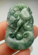 Load image into Gallery viewer, 10% OFF- Certified Natural Jadeite Emerald A*Jade HandCarved Lucky Ox Cow Pendant A3426