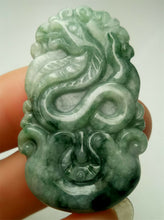Load image into Gallery viewer, 10% OFF- Certified Natural Jadeite Emerald A*Jade HandCarved Lucky Snake Pendant A3407