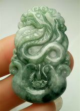 Load image into Gallery viewer, 10% OFF- Certified Natural Jadeite Emerald A*Jade HandCarved Lucky Snake Pendant A3407