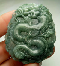 Load image into Gallery viewer, 10% OFF- Certified Natural Jadeite Emerald A*Jade HandCarved Lucky Dragon Pendant A3399