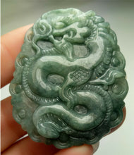 Load image into Gallery viewer, 10% OFF- Certified Natural Jadeite Emerald A*Jade HandCarved Lucky Dragon Pendant A3399