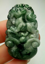 Load image into Gallery viewer, 10% OFF- Certified Natural Jadeite Emerald A*Jade HandCarved Lucky Dog Pendant A7281