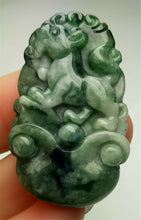 Load image into Gallery viewer, 10% OFF- Certified Natural Jadeite Emerald A*Jade HandCarved Lucky Dog Pendant A7281